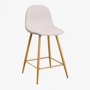 Pacote Com 4 Bancos Altos Glamm Beige Creme & ↑65 Cm & Madeira Natural - Sklum