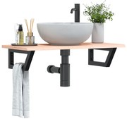 vidaXL Prateleira de parede p/ lavatório aço/madeira carvalho maciça