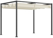 Outsunny Pérgola 298x213x221 cm Pérgola de Jardim com Teto Retrátil de Poliéster com Revestimento Creme
