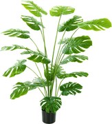 HOMCOM Planta artificial árvore artificial monstera deliciosa com vaso incluído altura 150 cm interior verde | Aosom Portugal