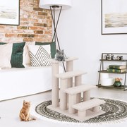 Escada para gato Centro de actividades para gatos para subir para a cama 41 x 60,5 x 60,5 cm Bege