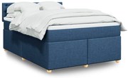 vidaXL Cama com molas/colchão 160x200 cm tecido azul