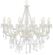 vidaXL Lustre com contas lâmpadas 12 x E14 branco