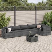 vidaXL 7 pcs conjunto lounge de jardim c/ almofadões vime PE cinzento