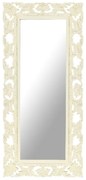 vidaXL Espelho esculpido à mão 110x50 cm mangueira maciça branco