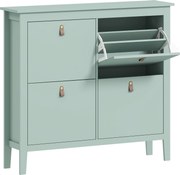 HOMCOM Móvel Sapateiro de Entrada Sapateira Estreito de Entrada 18 pares Sapatos e Puxadores de Couro PU 105x24x95,5 cm Verde Claro | Aosom Portugal