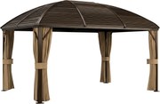 Outsunny Pavilhão de jardim, Tenda para festas, Tenda de evento, 4 x painéis laterais duplos, impermeável, 2 ganchos para lanternas, aprox. 4 x 3 x 2,8 m, Marrom | Aosom Portugal