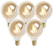 Conjunto de 5 lâmpadas LED reguláveis E27 G95 ouro 5W 380 lm 2200K