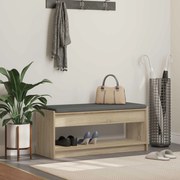 vidaXL Banco de Hall com almofada Carvalho Sonoma 103 x 38 x 45 cm