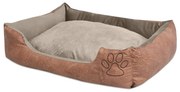 vidaXL Cama para cães com almofada couro artificial PU tamanho XL bege
