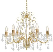 Lustre com contas de cristal 6 x E14 redondo dourado