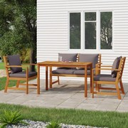 vidaXL 4 pcs conj. jantar jardim c/ almofadões madeira acácia maciça