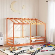 vidaXL Cama infantil com telhado 75x190 cm pinho maciço castanho-mel