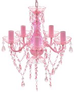 vidaXL Lustre rosa com 5 bulbos