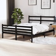 Estrutura de cama dupla 4FT6 135x190 cm pinho maciço preto