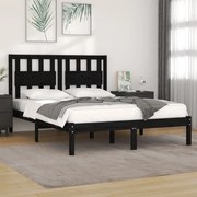 Estrutura cama casal pequena 4FT 120x190 cm pinho maciço preto