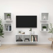 vidaXL 5 pcs conjunto de móveis de TV contraplacado branco brilhante