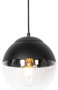 Candeeiro de suspensão retro preto com vidro transparente 20 cm - Eclipse Retro