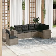 vidaXL 6 pcs conjunto sofás de jardim com almofadões vime cinzento