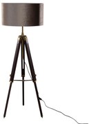 Vloerlamp messing tripod met velours kap taupe 50cm - Cortin Clássico / Antigo