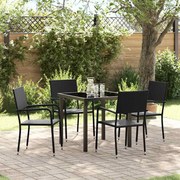 vidaXL Conjunto de Jantar de Jardim com 5 Peças em Polyrattan Preto
