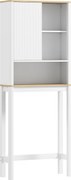 HOMCOM Móvel Sobre a Sanita com Porta Canelada Compartimentos e Prateleira Ajustável 65x25x170 cm Branco | Aosom Portugal