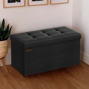 Banco com espaço de arrumação, 38 x 76 x 38 cm preto 