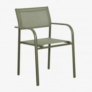 Cadeira De Jardim Empilhável Com Apoios De Braços Em Alumínio Olenia Verde Azeitona Intenso - Sklum