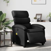 vidaXL Poltrona massagens reclinável elétrica couro artificial preto