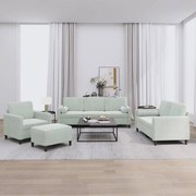 4 pcs conjunto de sofás com almofadas veludo cinzento-claro