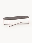 Mesa de centro oval com tampo de vidro com efeito de mármore Antigua