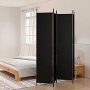 vidaXL Biombo/divisória com 4 painéis 200x220 cm tecido preto