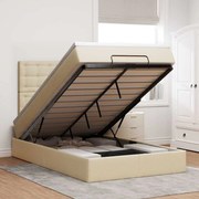 vidaXL Estrutura de cama otomana com colchão 120x190 cm tecido creme