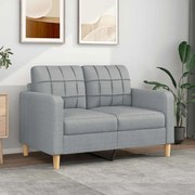 Sofá de 2 lugares em tecido 120 cm cinzento-claro