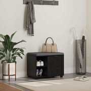 vidaXL Banco de Hall com almofada Liso Carvalho Preto 60 x 38 x 46 cm