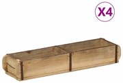 vidaXL Tabuleiro com armazenamento 4 pcs Castanho 57 x 15 x 9 cm