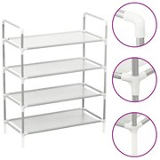 vidaXL Sapateira com 4 prateleiras metal e tecido-não-tecido prateado