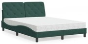 Cama com colchão 120x200 cm veludo verde-escuro