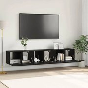 vidaXL Conjunto de móvel de TV 3 pcs Preto 60 x 30 x 30 cm