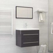 vidaXL 2 pcs conj. móveis casa banho derivados madeira cinza brilhante