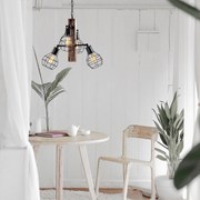 Candeeiro Chandelier Erebos – Preto em Madeira – 42 x 42 cm