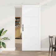 Porta Deslizante vidaXL com Conjunto de Hardware Branca 86x211 cm Madeira Sólida Pinus
