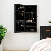 vidaXL Móvel para joias de parede espelhado com luzes LED preto