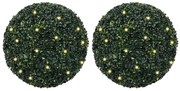 vidaXL Bolas artificiais de buxo com luzes LED 2 pcs verde 52 cm