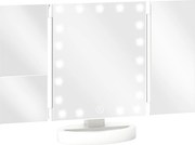 HOMCOM Espelho de Maquilhagem com Luz com Aumento 1x/2x/3x Rotação Livre de 180° 21 Luzes LED 28x12x18 cm Branco | Aosom Portugal