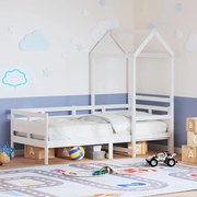 vidaXL Sofá-cama com telhado 90x200 cm madeira de pinho maciça branco
