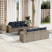 vidaXL 7 pcs conjunto sofás p/ jardim c/ almofadões vime PE cinzento