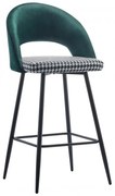 Conjunto 4 Bancos de bar, Casa, Restaurante, Hotel  CLEO, metal, tecido verde com houndstooth