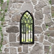 vidaXL Espelho de jardim p/ uso exterior ferro 70x30 cm preto