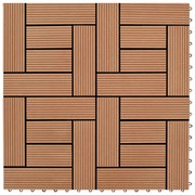 Conjunto 11 azulejos WPC para plataforma castanho 30x30 cm